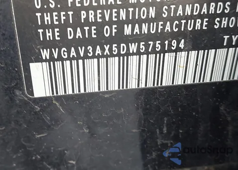 2013 Volkswagen Tiguan Se из США, поврежденный, VIN WVGAV3AX5DW575194